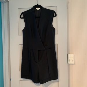 Helmet Lang black smoking wool tuxedo romper sz 2